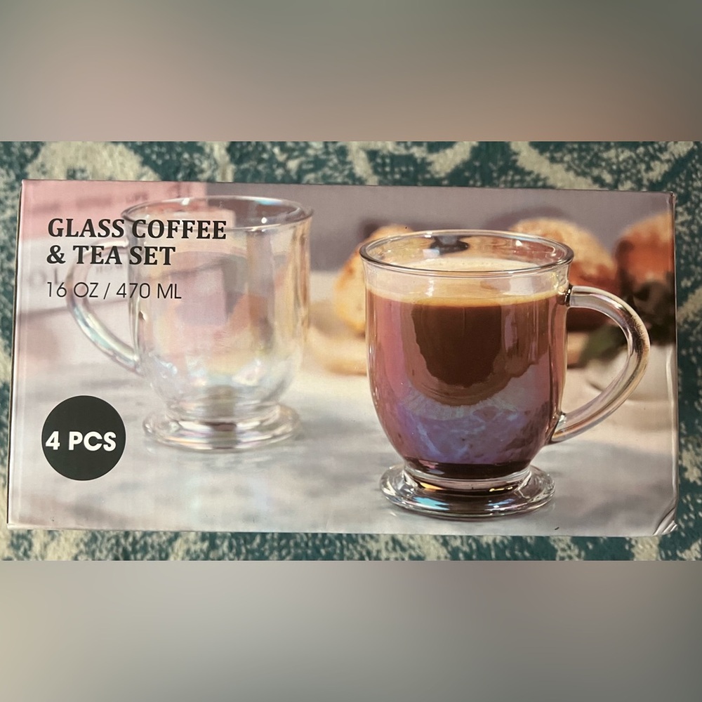 Glass Coffee Mug Set - Clear 16oz